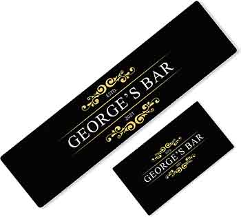 A bar runner with personalised text for the name of the bar.